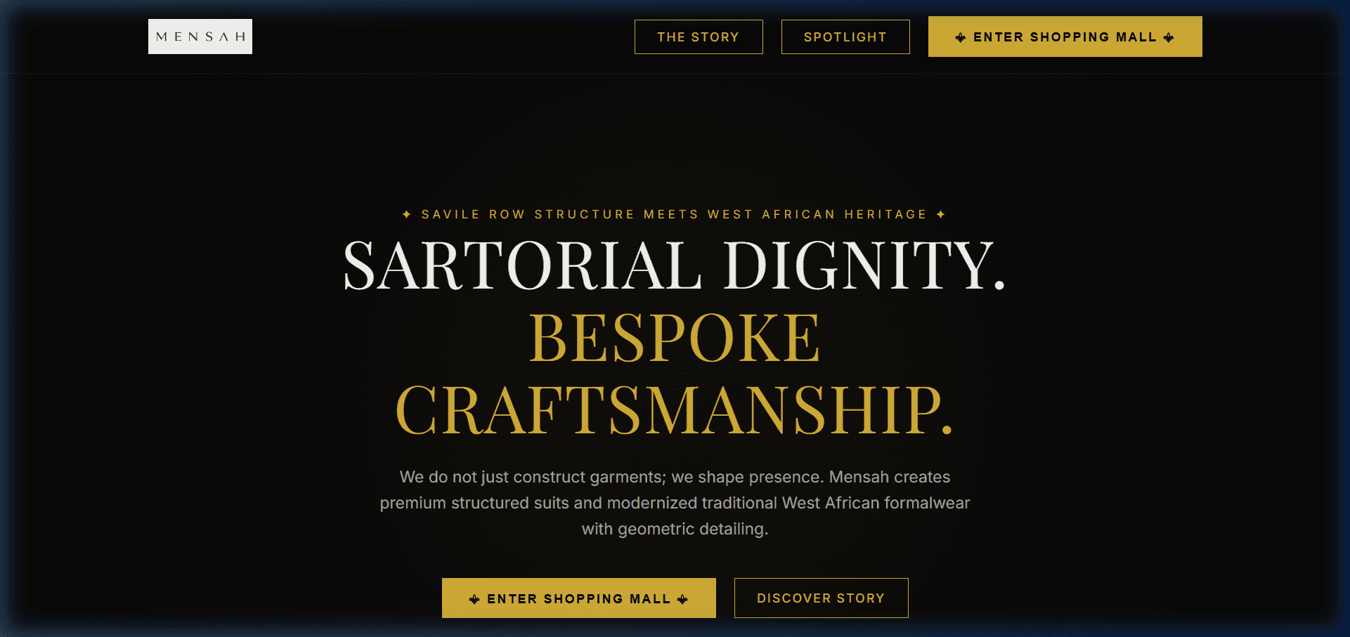 MENSAH Luxury Bespoke Tailoring & E-Commerce Storefront: Sartorial Dignity