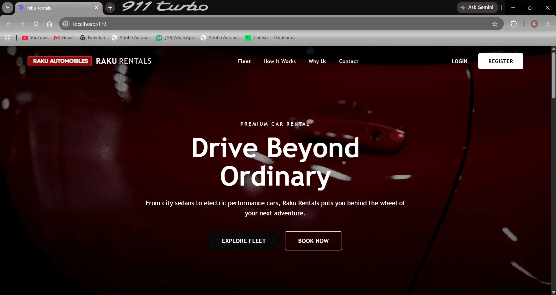 Raku Vehicle Rentals discovery hero: Drive Beyond Ordinary